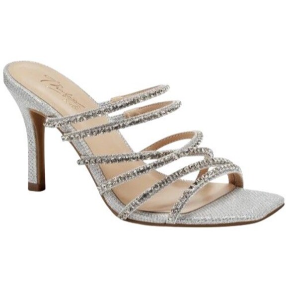 Thalia Sodi Dahlia Embellished Heels Sandals Womens 6 Silver Stone Shoes NWB - Picture 2 of 13